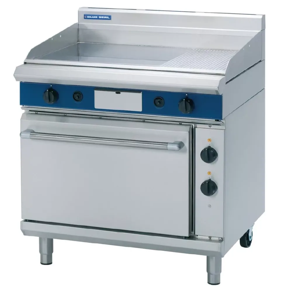 Blue Seal Evolution LPG Gas 1/3 Ribbed Chrome Griddle Electric Static Oven Nat Gas GPE506/L - islandcatering