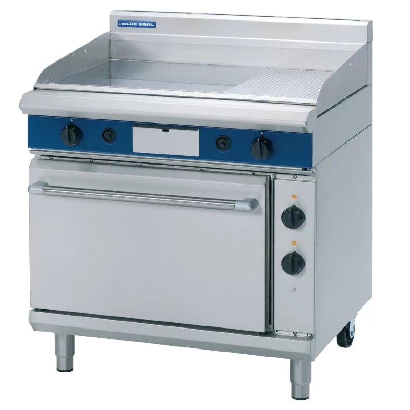 Blue Seal Evolution LPG Gas 1/3 Ribbed Chrome Griddle Electric Static Oven Nat Gas GPE506/L - islandcatering