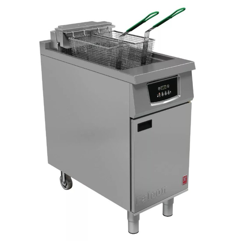Falcon 400 Series Single Tank Twin Basket Free Standing Electric Filtration Fryer E402F - islandcatering