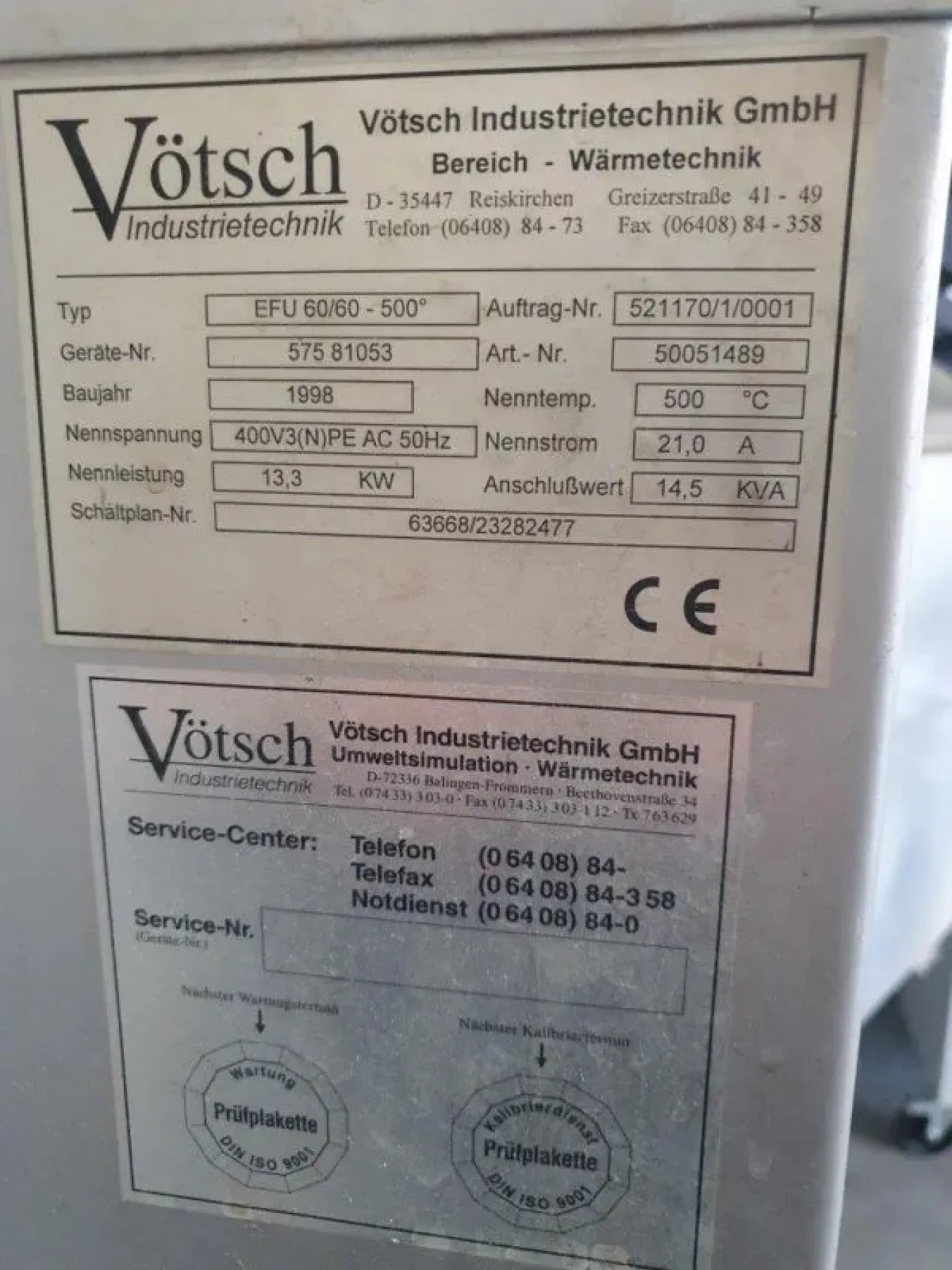 EFU 60 / 60 – 500° VÖTSCH 1998 - 3