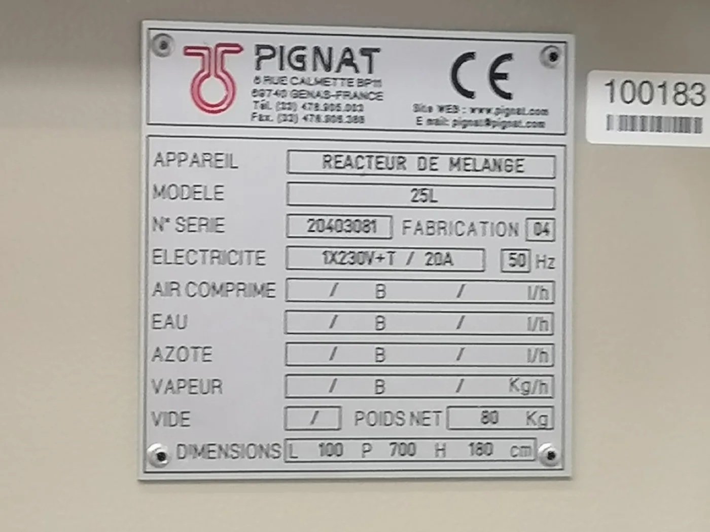 Pignat 25Ltr glass - Glass-lined Reactor - 5