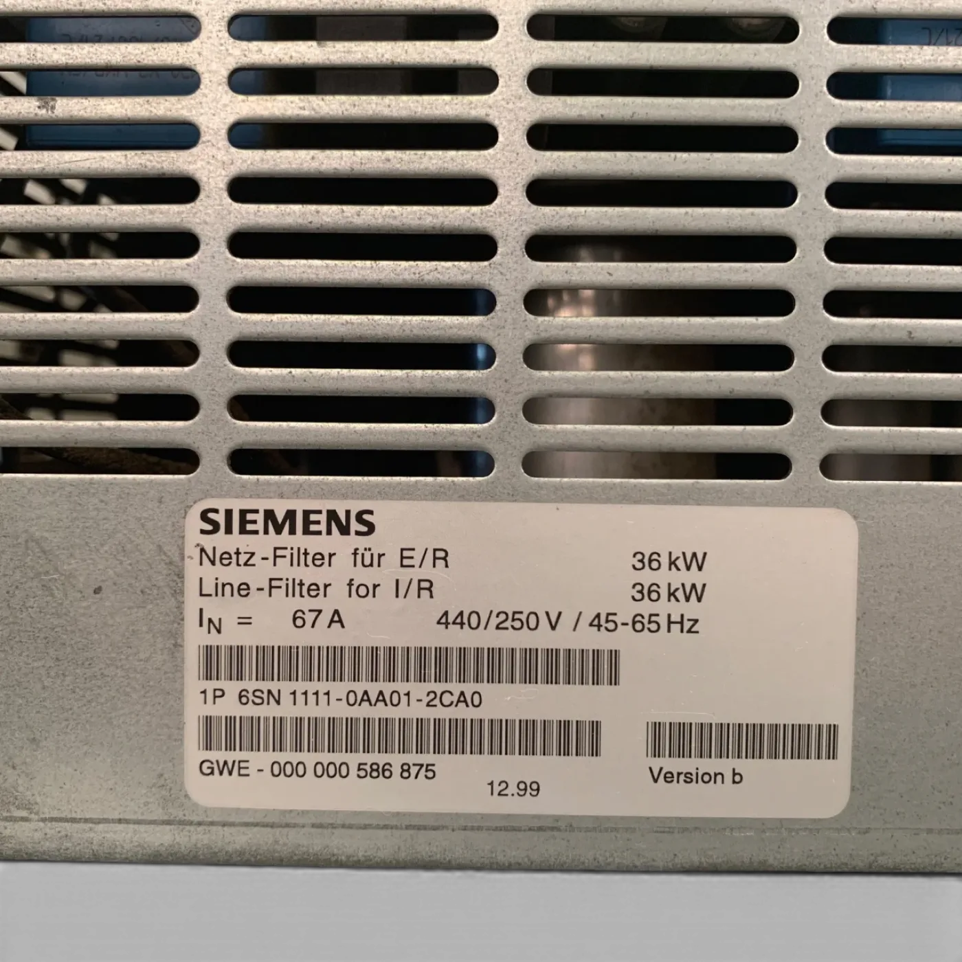 SIEMENS Netz-Filter (I/R) 36kW 6SN111-0AA01 Art.-Nr. 6SN111-0AA01 - 3