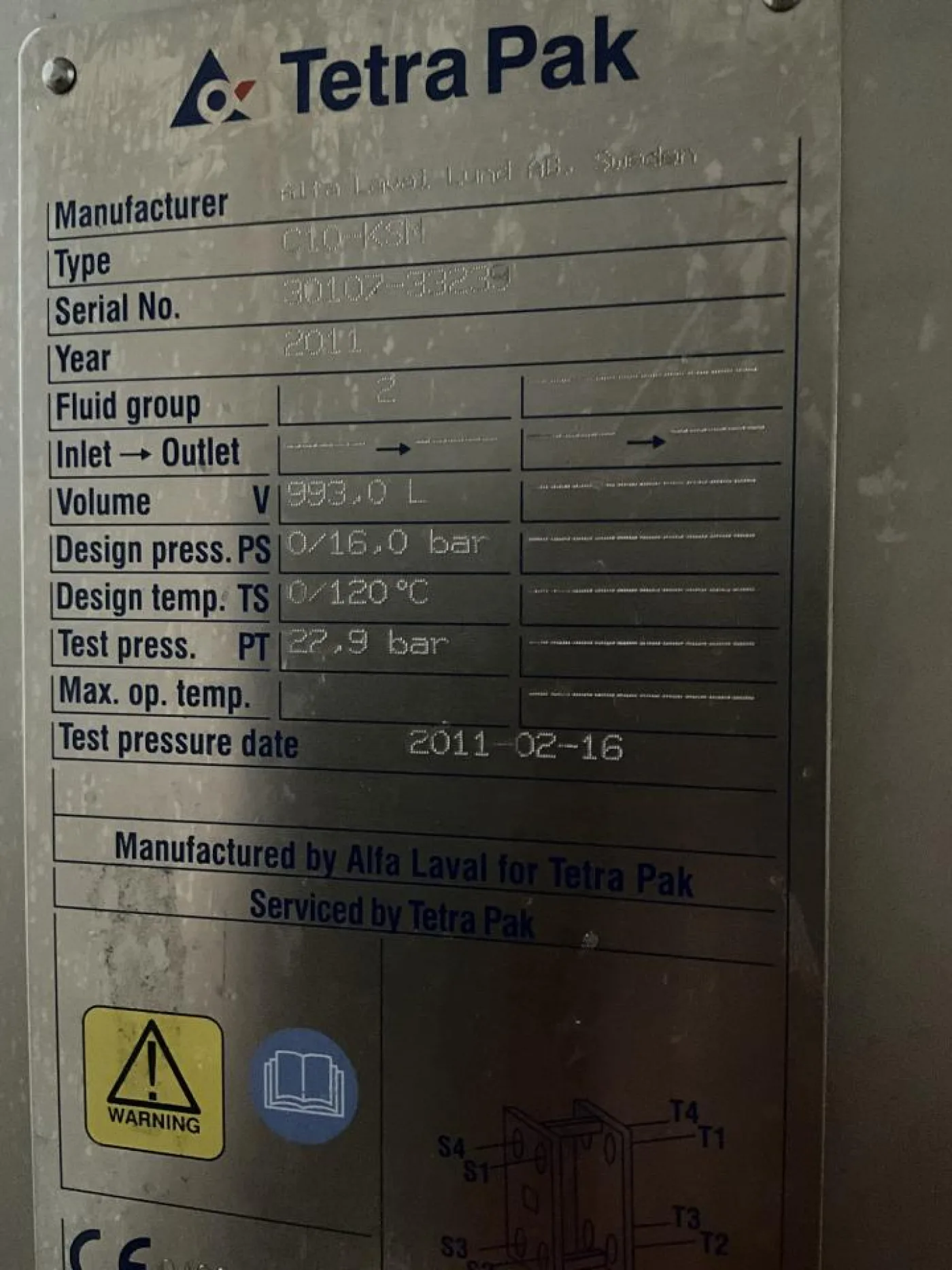 2011 Alfa Laval Alfa Laval Tetra Pak C10-KSM 993 Litre Stainless Steel Plate and Frame Heat Exchanger w Flow Meter - 7