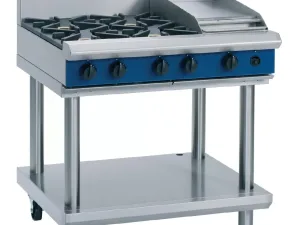 Blue Seal Evolution Cooktop 4 Open/1 Griddle Burner Nat Gas on Stand 900mm G516C-LS/N - islandcatering