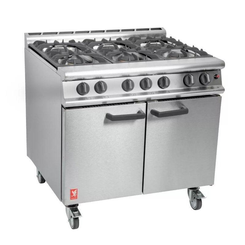 Falcon 6 Burner Dominator Plus Oven Range G3101 Natural Gas with Castors - islandcatering