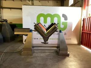 Mezcladora en V de 250 litros acero inoxidable brillo espejo 316