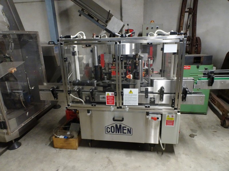 GLUE LABELLING MACHINE COMEN MODEL SR1 WITH 2 STATIONS AND LOCKING HEADS FOR APPLY LABEL BACK LABEL AND STICKER SECOND-HAND MACHINE
