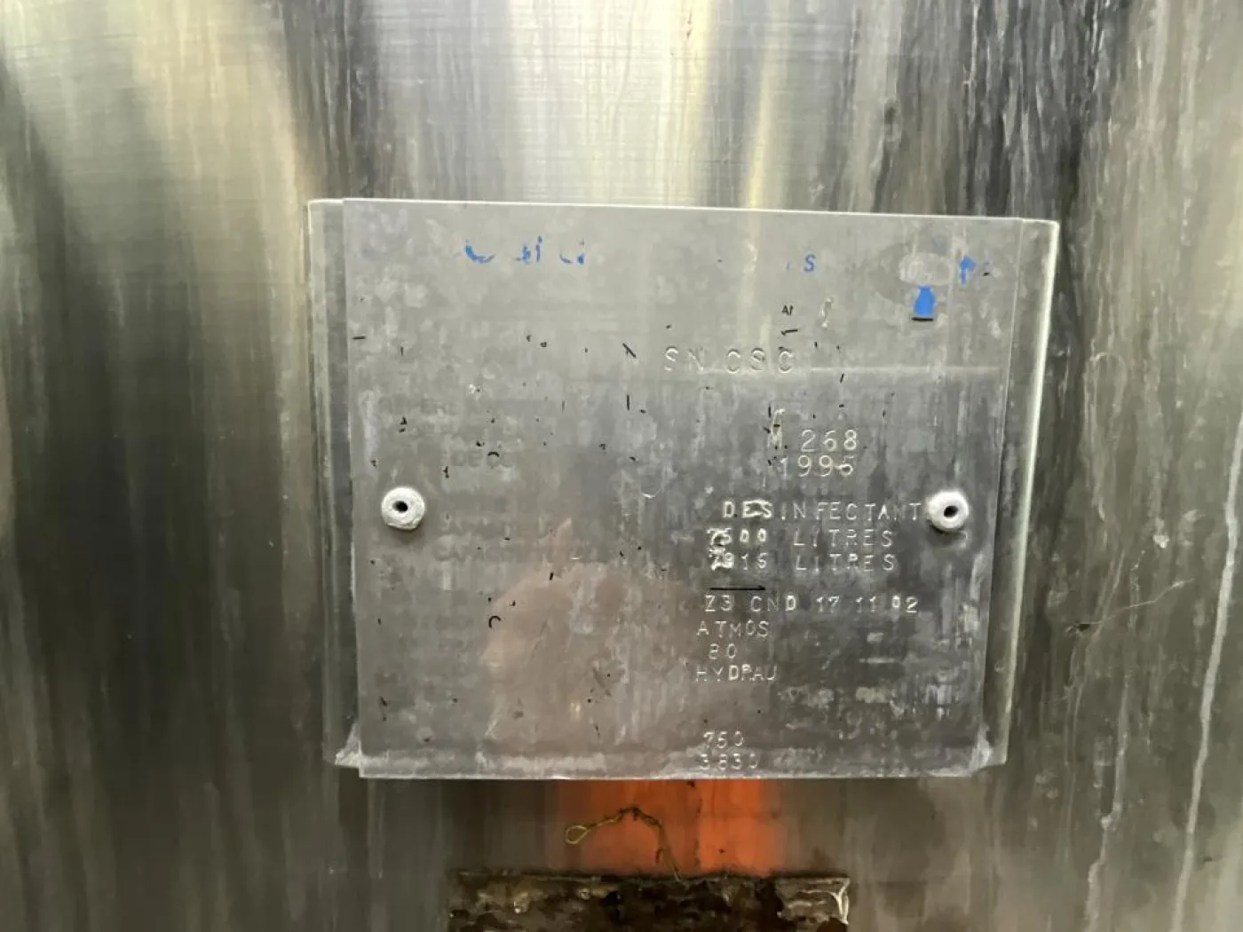 1996 Boccard Boccard 7500 Litre Stainless Steel Vertical Disinfectant Storage Tank - S - 6