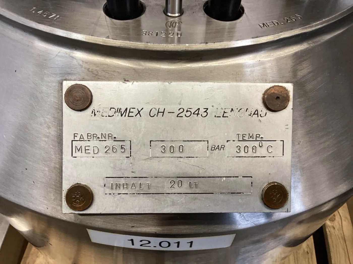Medimex MED 265 (300 bar: 300°C) - Stainless Steel Reactor - 4