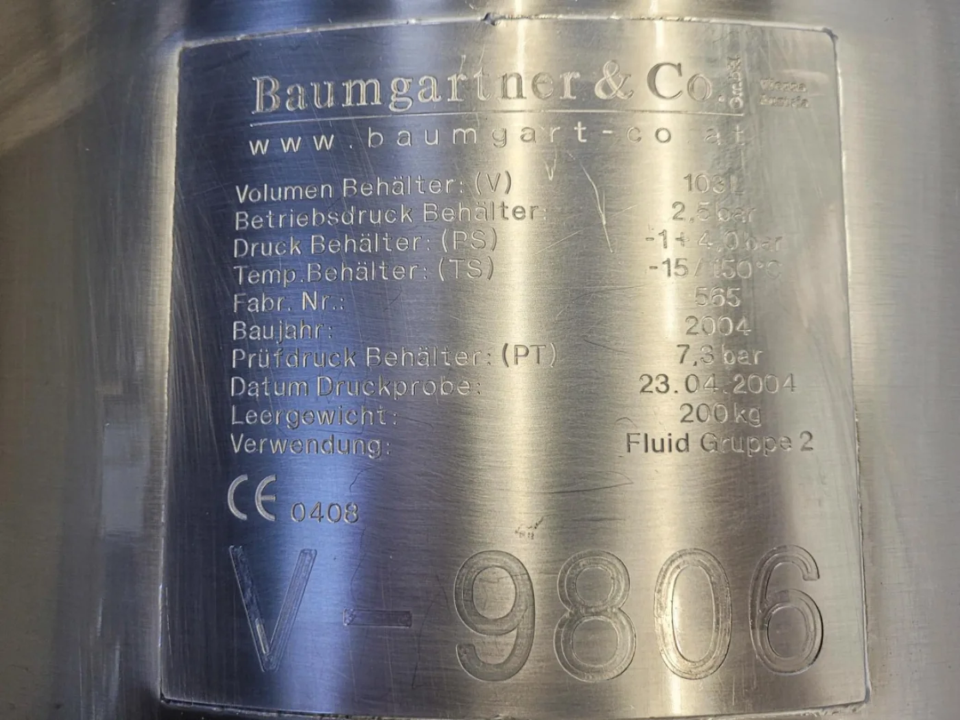 Baumgartner 103 Ltr. - Pressure vessel - 5