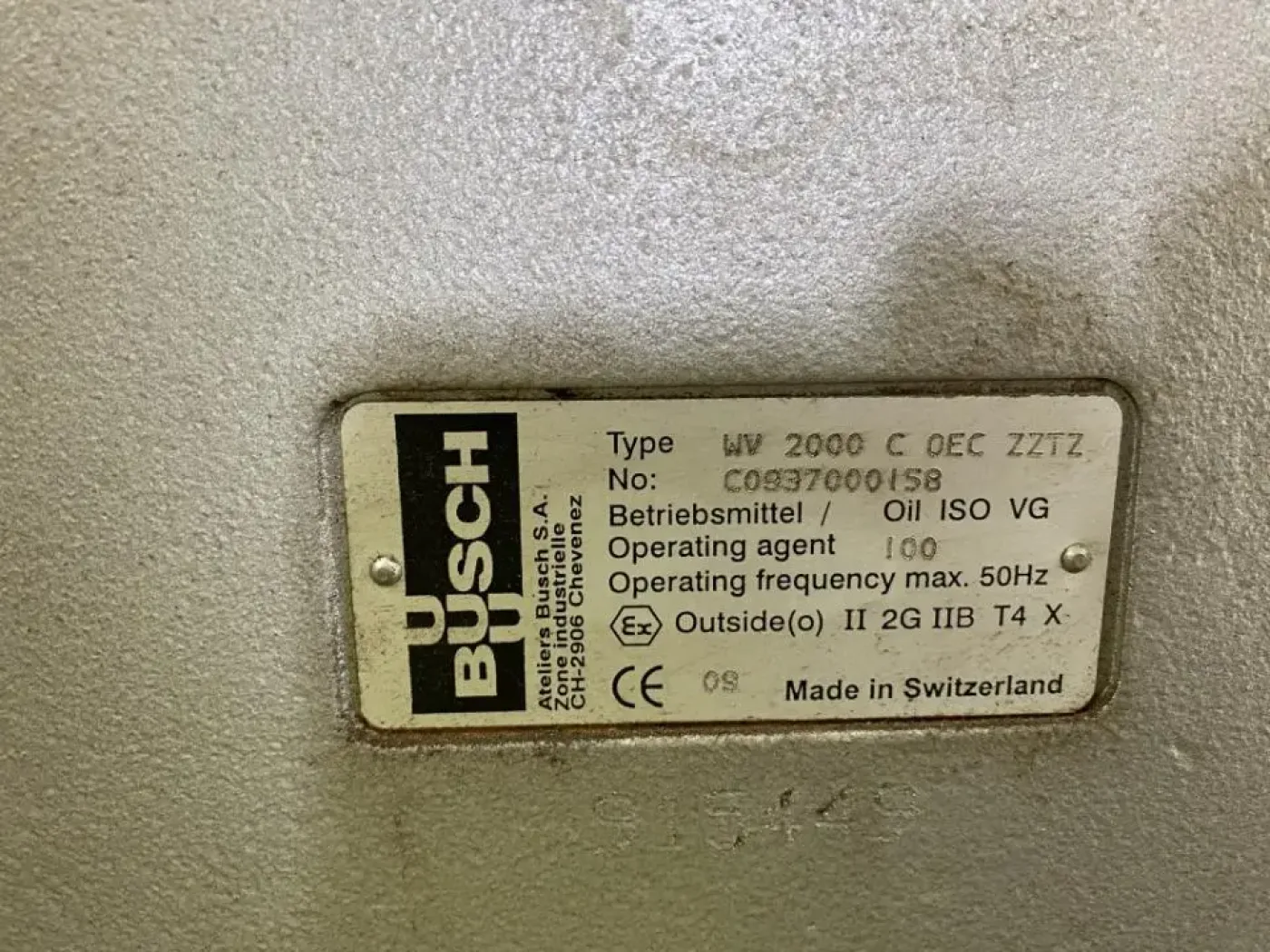 USED BUSCH PANDA WV 2000 C 0EC ZZTZ ATEX VACUUM PUMP - 2