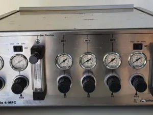 Industrial Pneumatic Control Panel with Pressure Regulators and Flow Meter