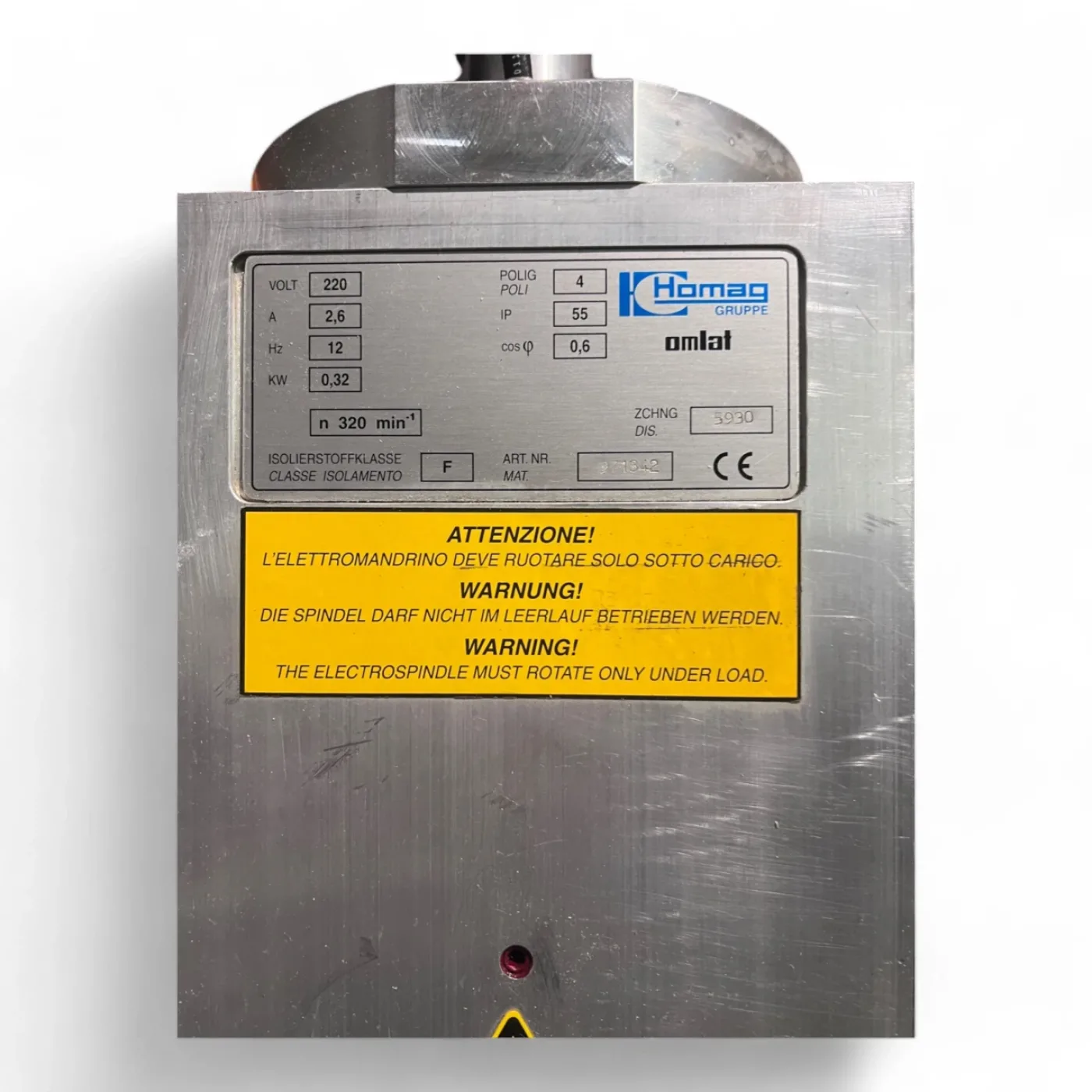 HOMAG Omlat Spindel 0,32 KW und Encoder IMG40S-1250 Motorspindel mit C-Achse 971842 Zeichnungsnummer 5930 - 6