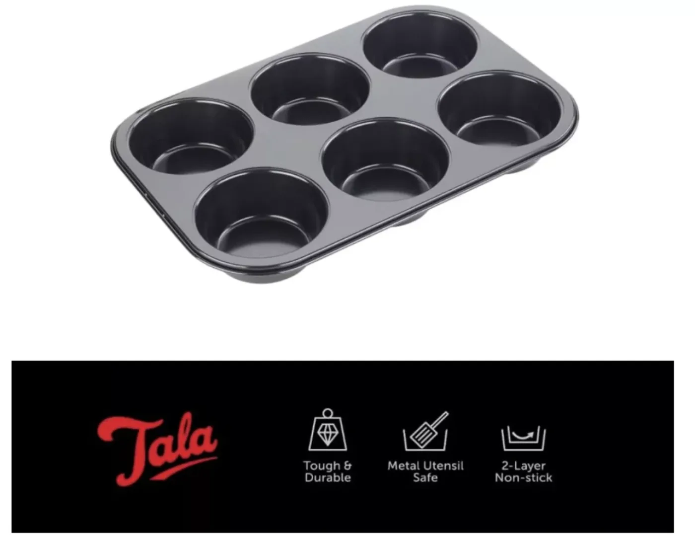 Tala Performance Eclipse Non-Stick 6 Cup jumbo muffin tin - islandcatering - 2
