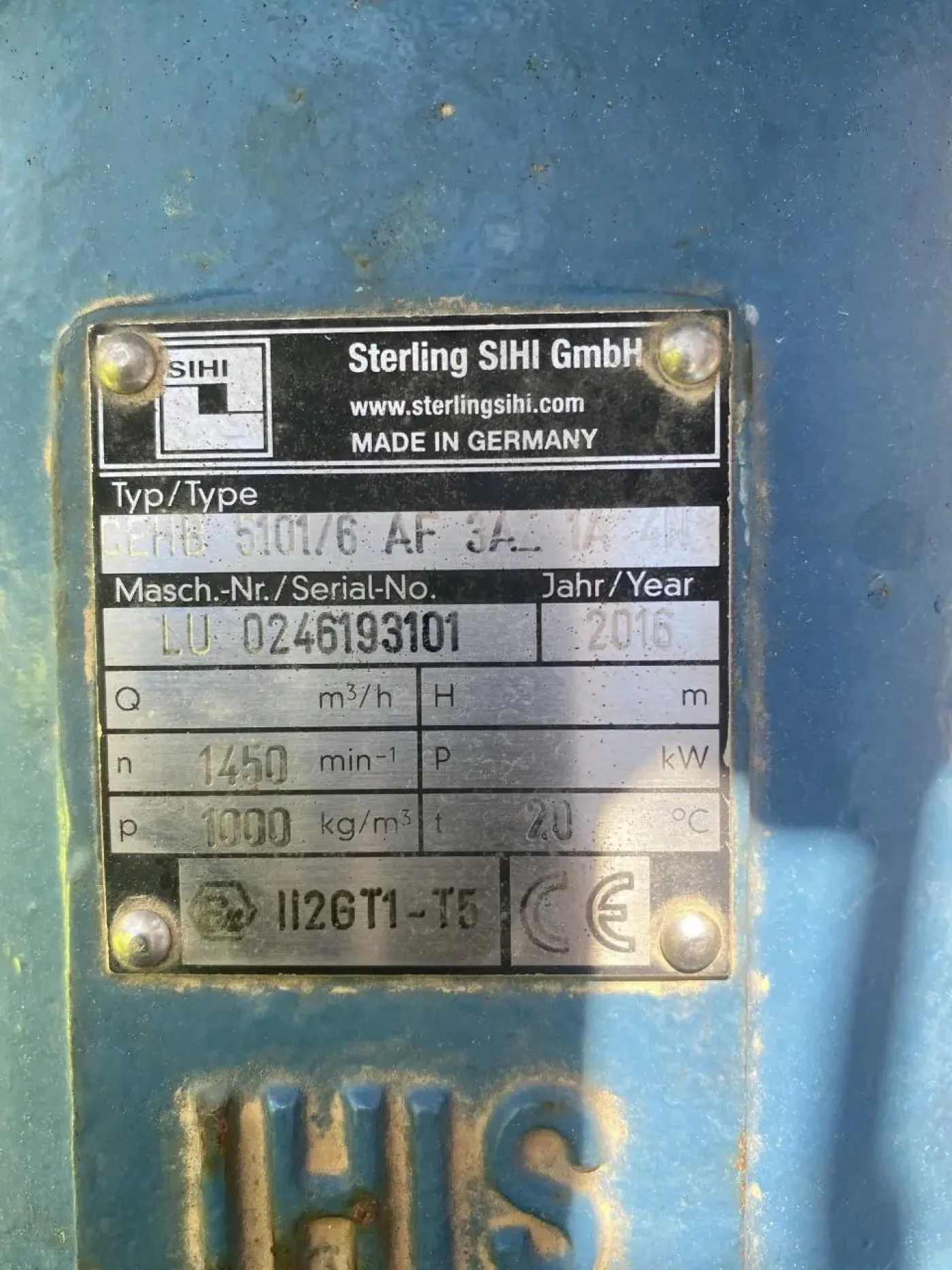 USED STERLING SIHI CEHB 5101-6 AF 4AZ 1A4 N SIDE CHANNEL SELF-PRIMING CENTRIFUGAL PUMP - 5