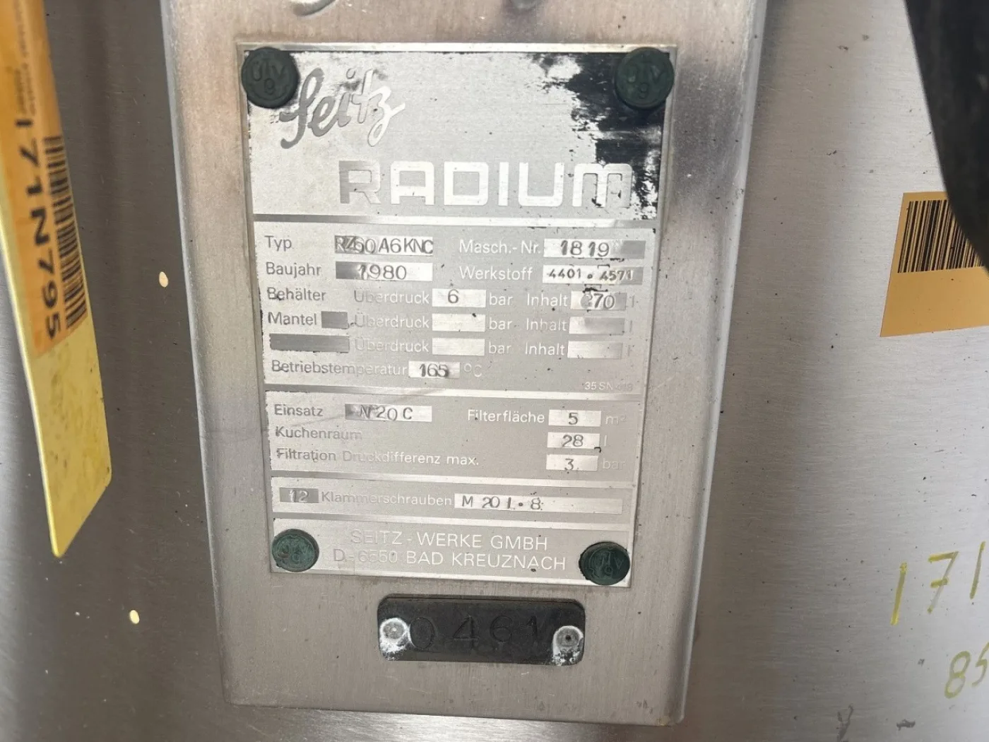Seitz - Werke RZ 60 A6 KNC - Horizontal plate filter - 6