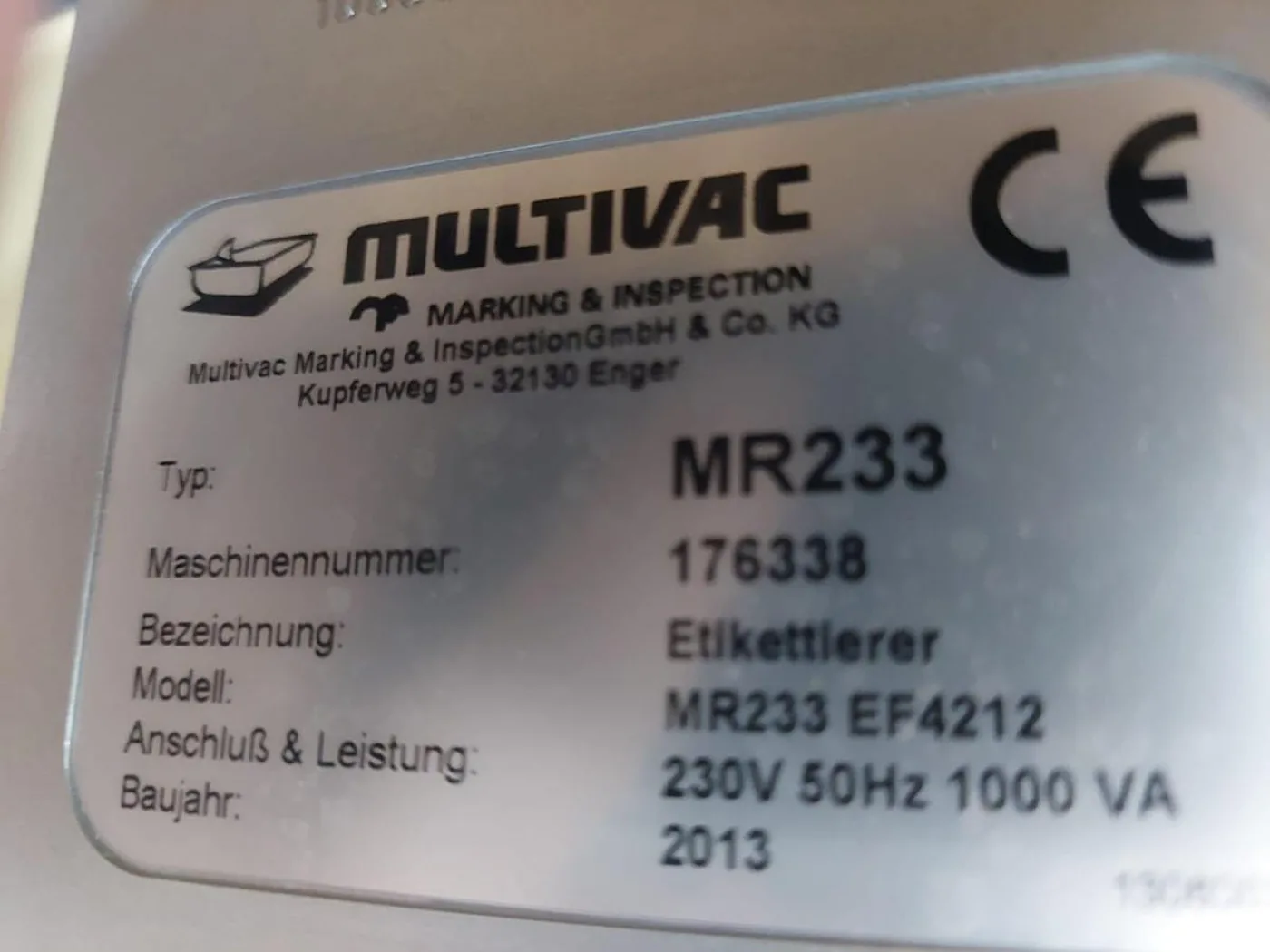 Multivac Labeler MR4212 - 3