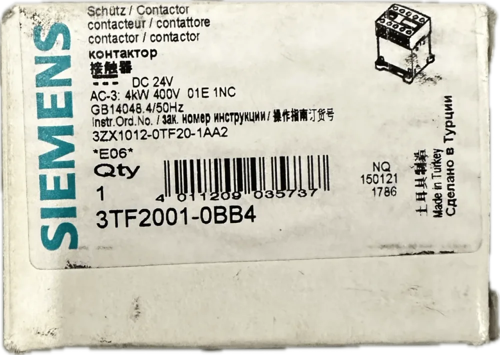 Siemens Schütz, Baugröße 00 3TF2001-0BB4