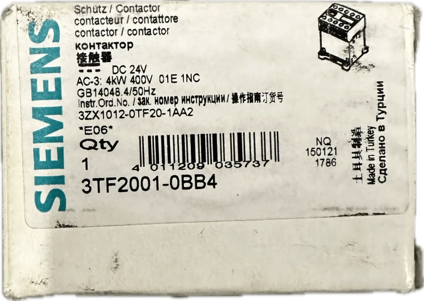 Siemens Schütz, Baugröße 00 3TF2001-0BB4 - 1