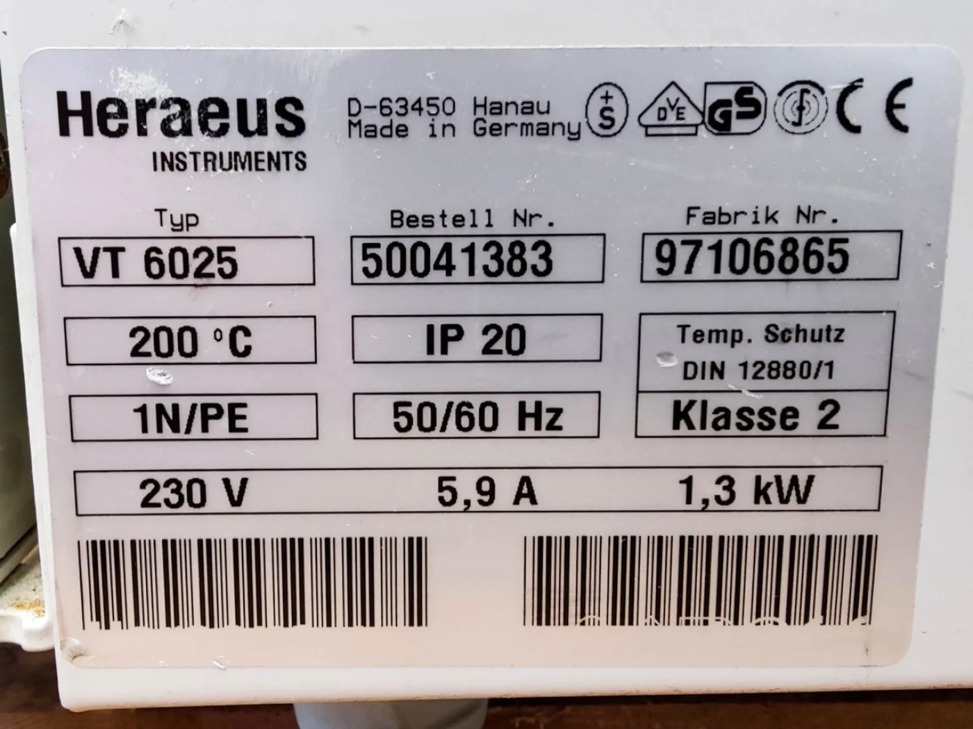 Thermo Scientific Heraeus VT 6025 - Trocknung oven - 6