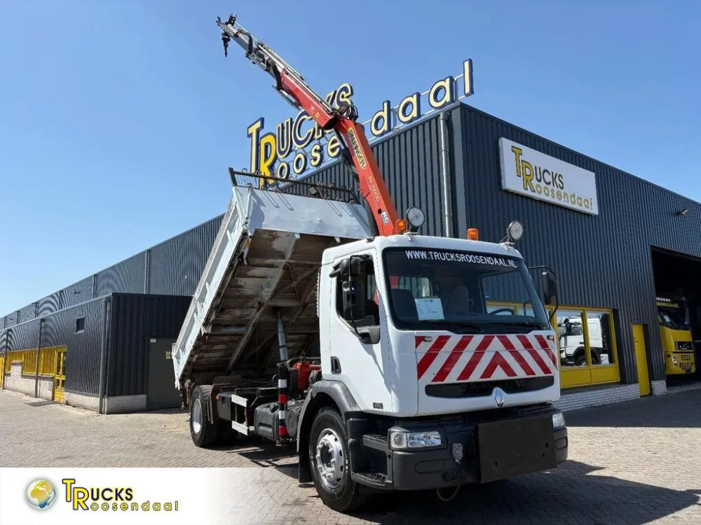 Renault Premium + PALFINGER PK 10000. 2 X EXT. + REMOTE + 3 SIDE TIPPER
