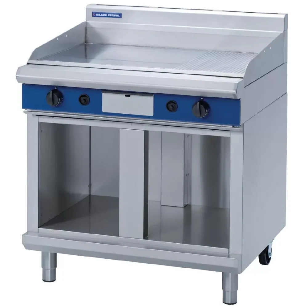 Blue Seal Evolution Chrome 1/3 Ribbed Griddle with Cabinet Base LPG 900mm GP516-CB/L - islandcatering