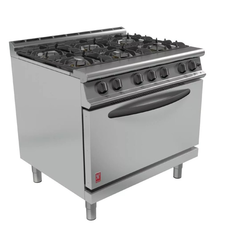 Falcon 6 Burner Dominator Plus Oven Range G3101D Propane Gas with Feet - islandcatering