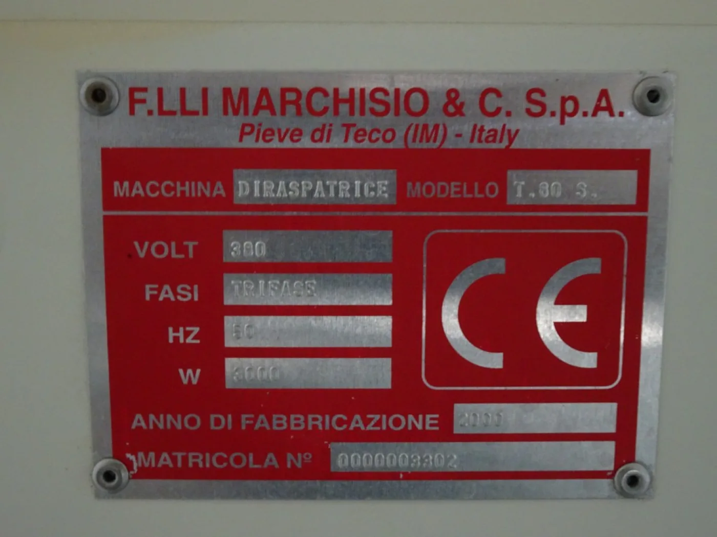 DESTEMMER MARCHISIO IN ENAMELED IRON, HL/H 80/100 ABOUT, SECOND-HAND MACHINE - 3