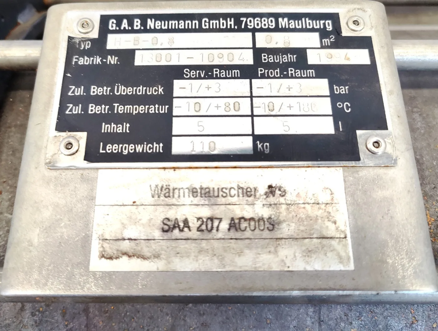Gab Neumann H-B-0,8 0,8² - Shell and tube heat exchanger - 2