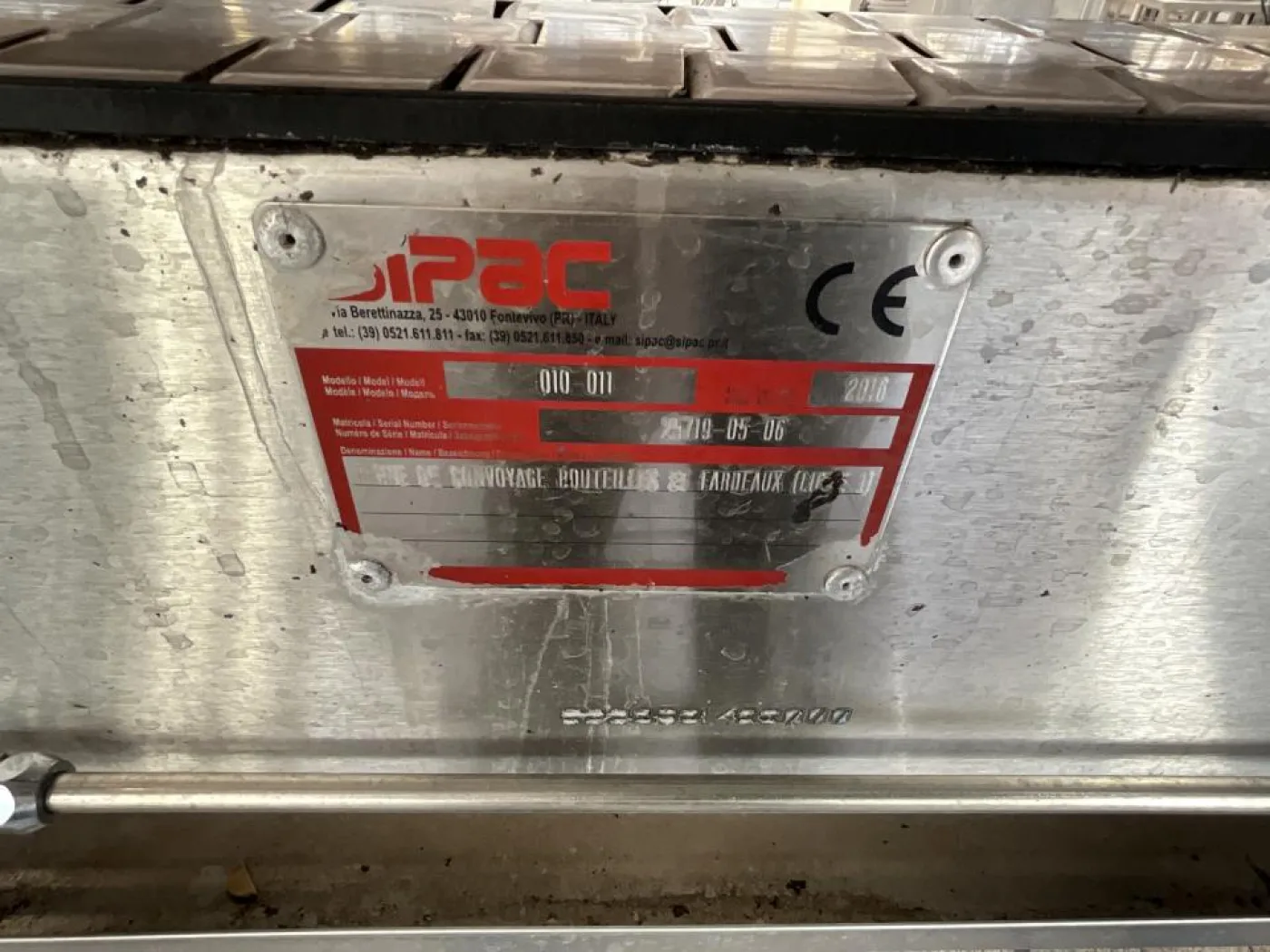 2016 Sipac Sipac 010 011 81mm Convoyeur Belt for Bottles with HMI and Puissance and Controls Enclosure - Line 1 - 4