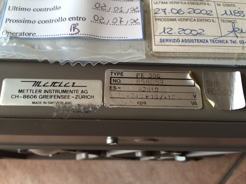 BILANCIA DA BANCO METTLER – MOD. PK300