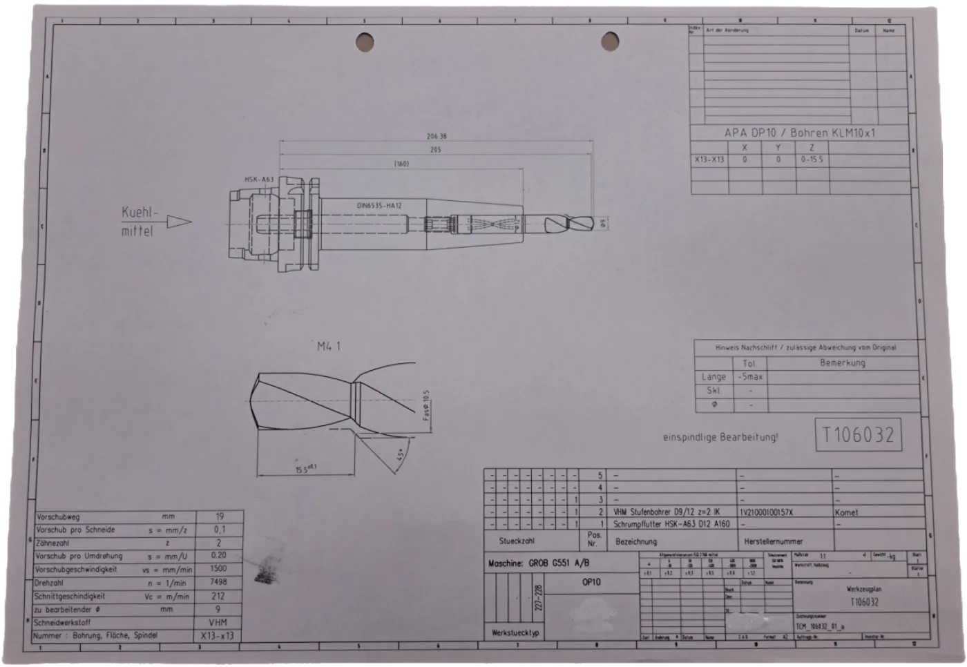 Komet VHM Stufenbohrer D9/12 z=2 IK - 1