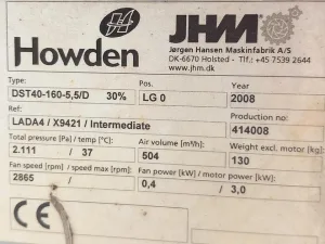 Ventilador Howden de 3 kw