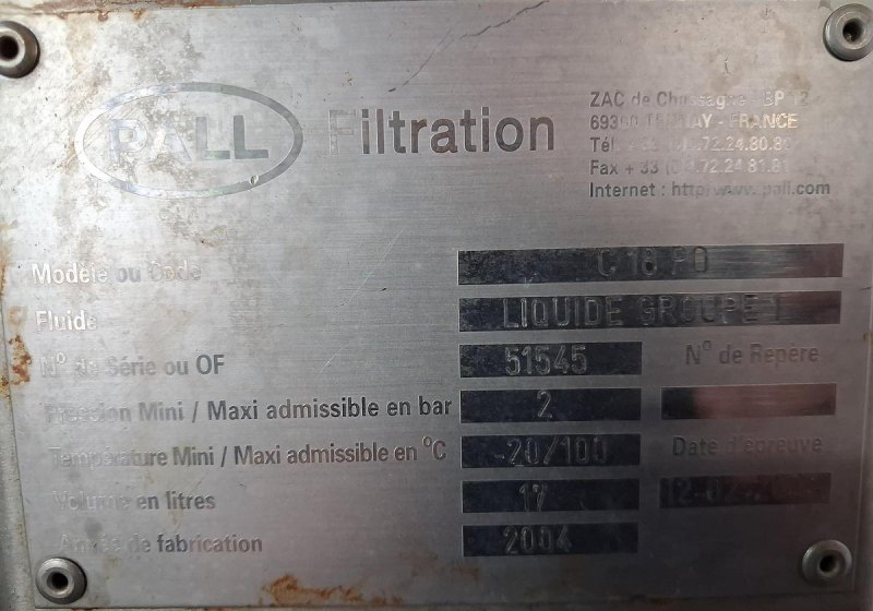 Pall Filtration C18 FD Stainless Steel Liquid Filter Housing