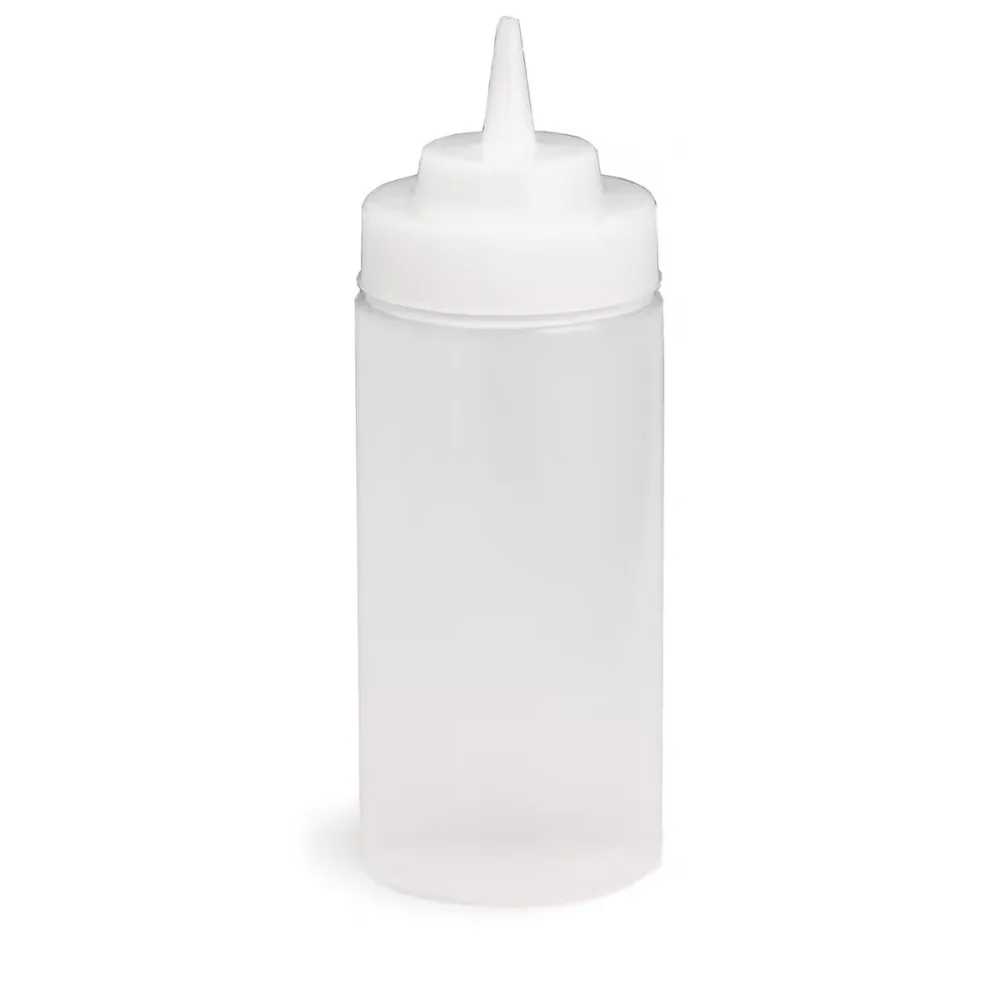 Table Craft 475ml Widemouth Clear Squeeze Bottle with TipTop Polyethylene x 12 - islandcatering