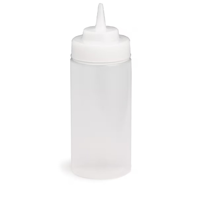 Table Craft 475ml Widemouth Clear Squeeze Bottle with TipTop Polyethylene x 12 - islandcatering