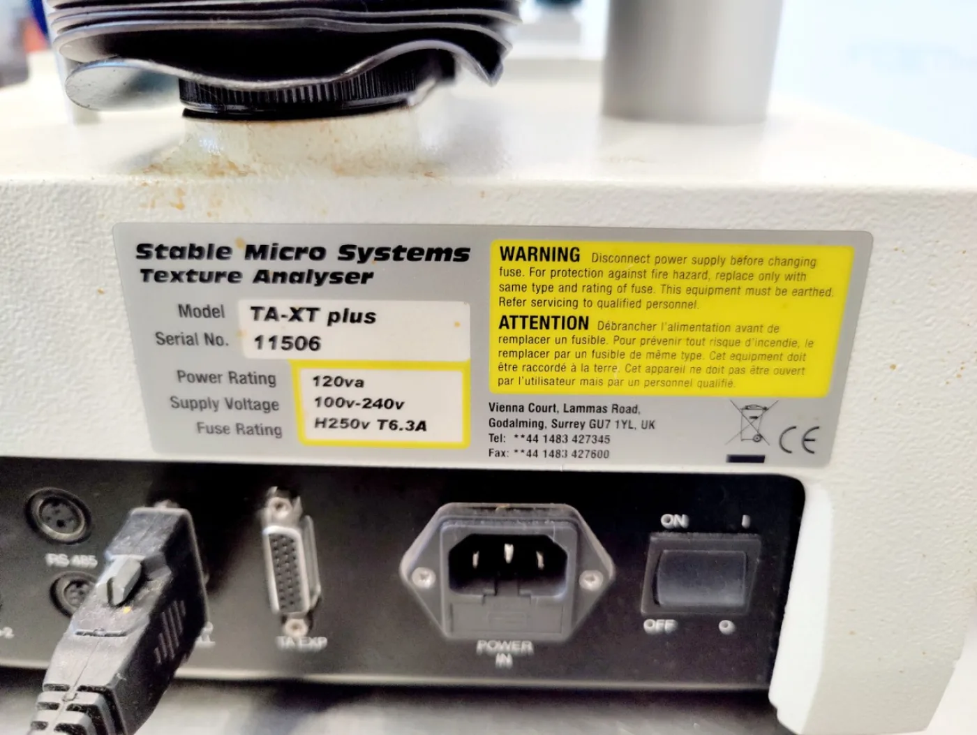 Stable Micro Systems TA-XT PLUS "Texture analyser" - Miscellaneous - 3