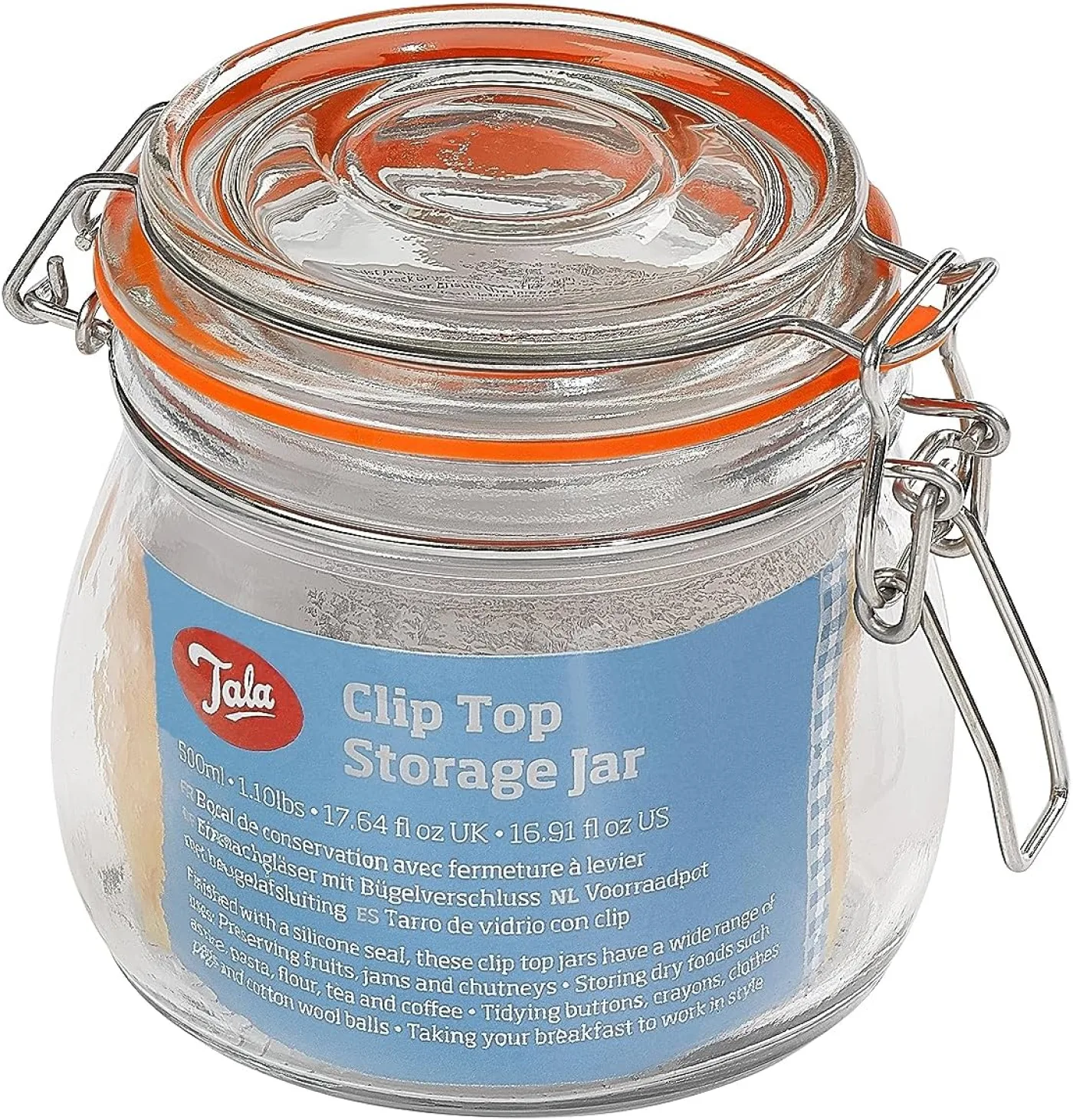Tala Lever Arm Jar – 500 ml (1.1 lb) Capacity, Pack of 6 - islandcatering - 1