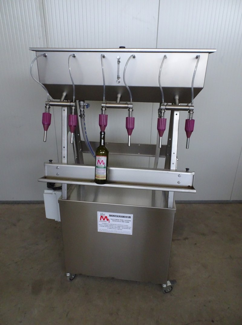SEMI-AUTOMATIC IN-LINE FILLER 6 NOZZLES WITH PUMP, ELECTRIC PANEL AND PROBES NEW MACHINE
