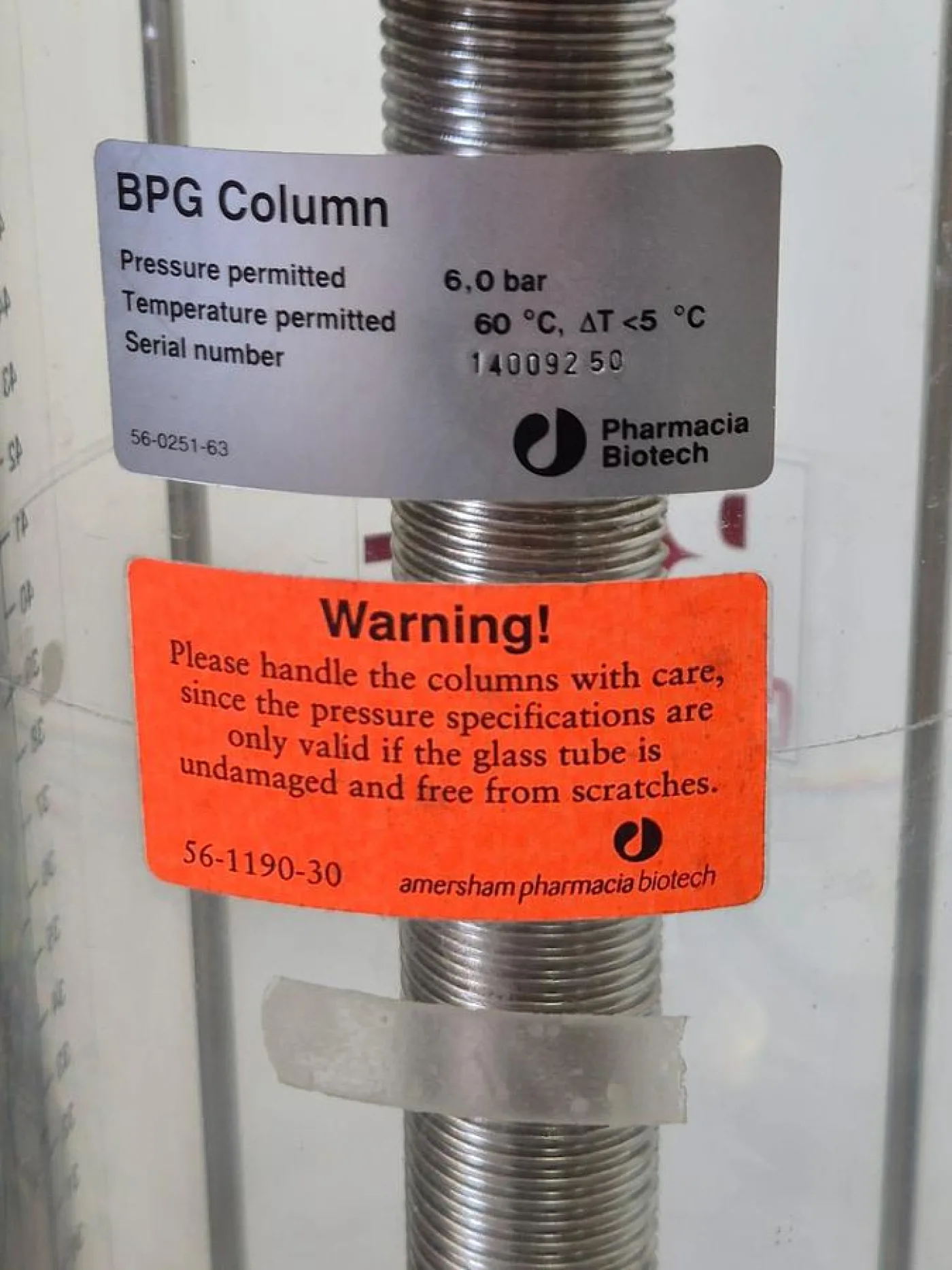 Pharmacia Biotech BPG Chromatography Column 140/500 - 6