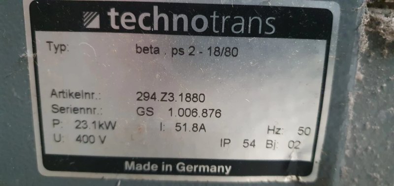 Technotrans beta. ps 2-18/80 pumping and control unit