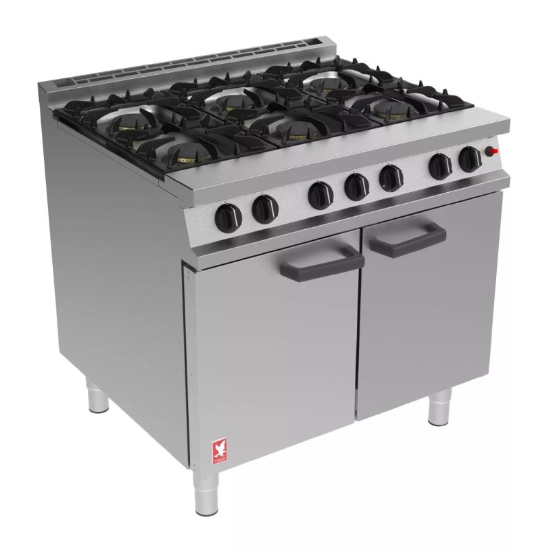 Falcon 6 Burner Dominator Plus Oven Range G3101 Propane Gas with Feet - islandcatering
