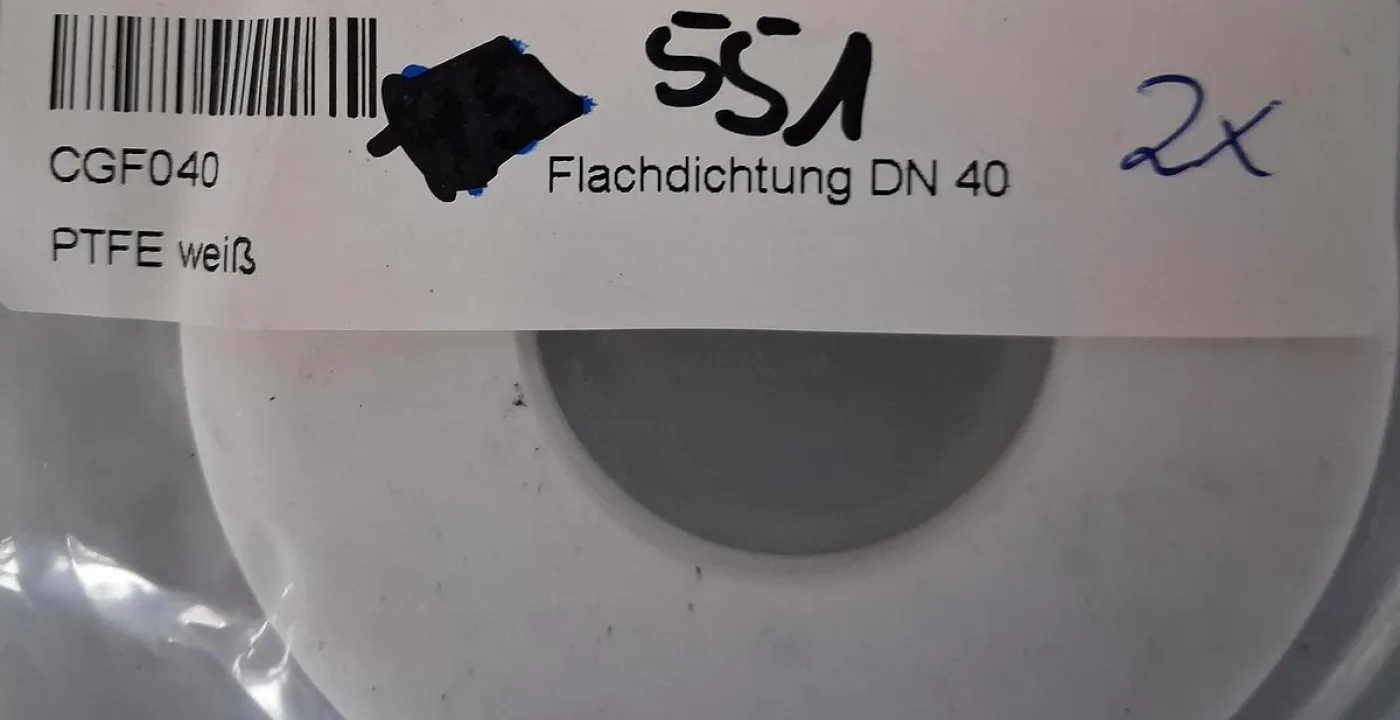 SSA Flachdichtung CGFD40 DN 40 besteht aus hochwertigem, weißem PTFE - 3