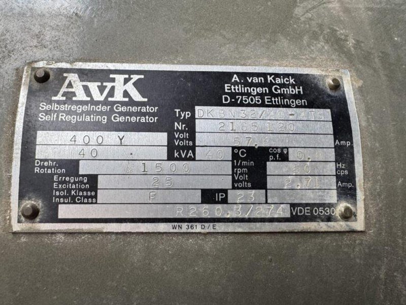 1985 MWM D226-4 / A.VAN KAICK GEN.SET 40 KVA