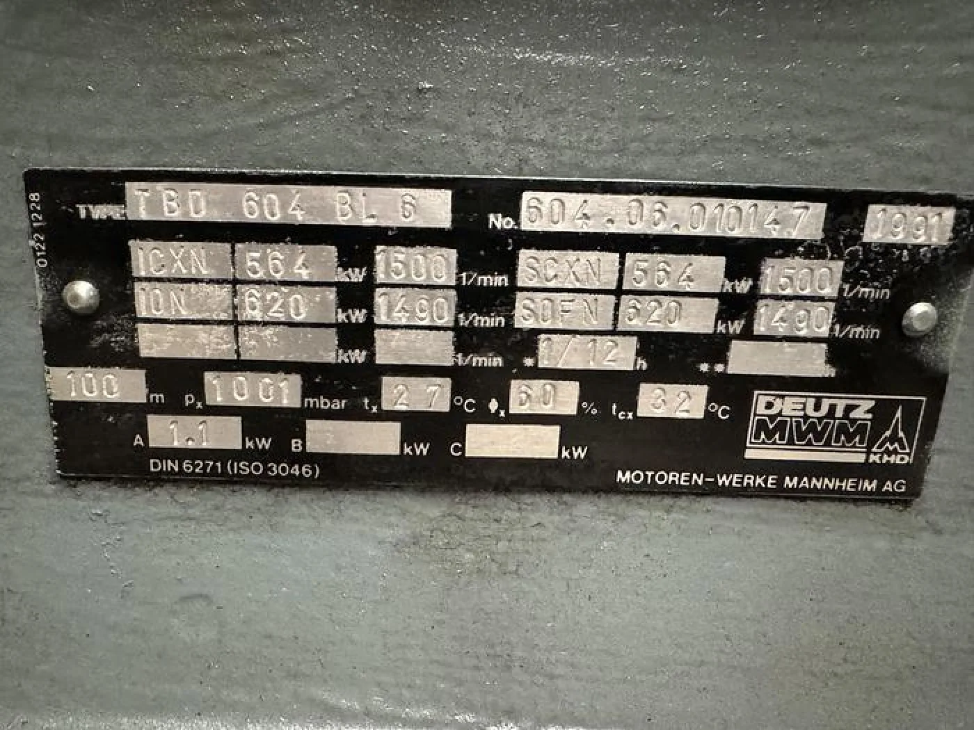 1991 MWM TBD 604-BL6 / RELIANCE DIESEL GEN.SET 630 KVA - 5
