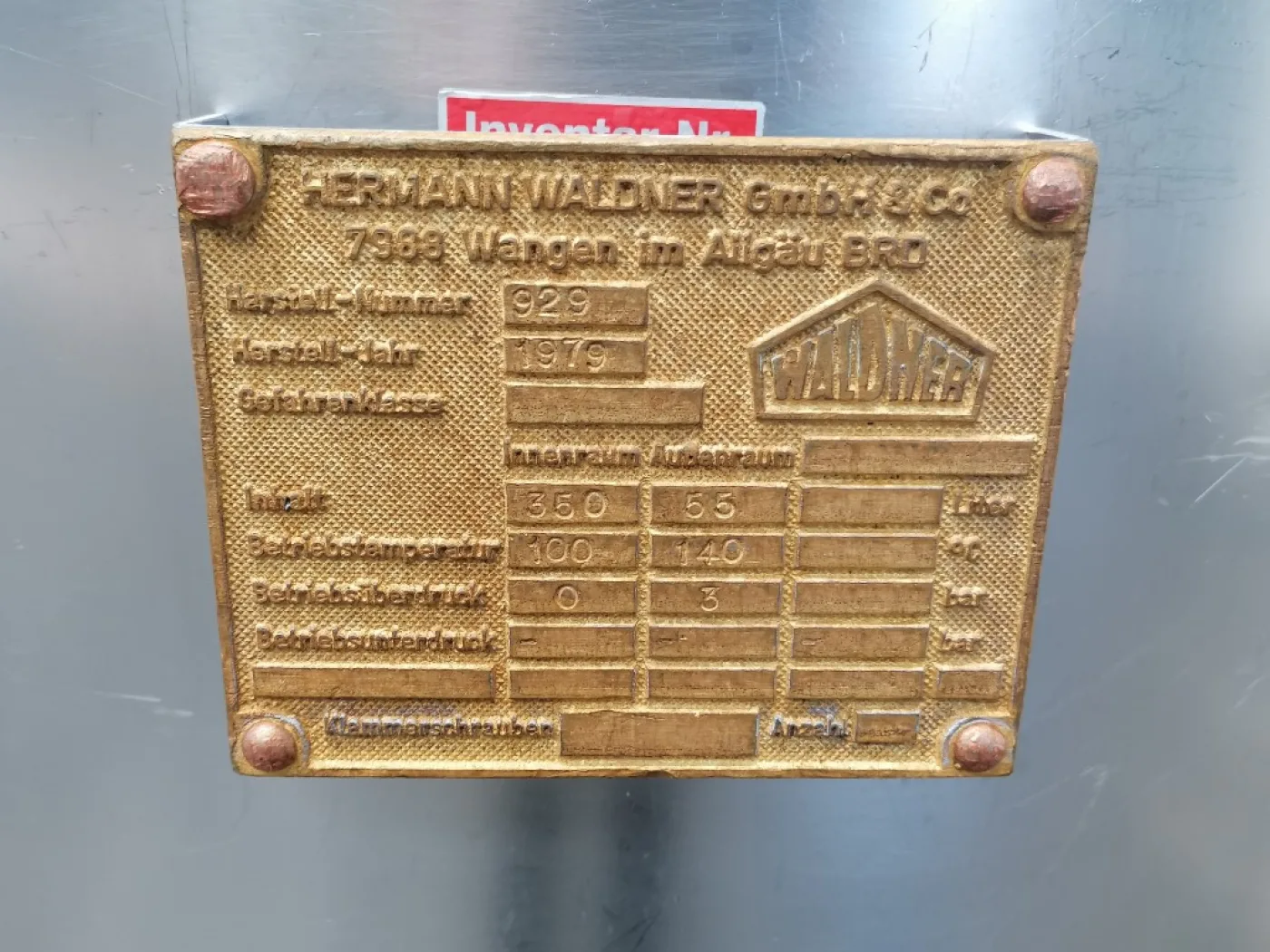 Hermann Waldner 350 ltr. - Vertical tank - 1