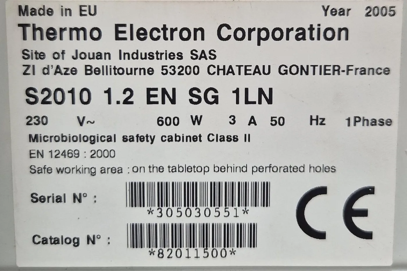 Thermo Electro Corporation Sicherheitswerkbank der Klasse II S2010 1.2 EN SG 1LN - 5
