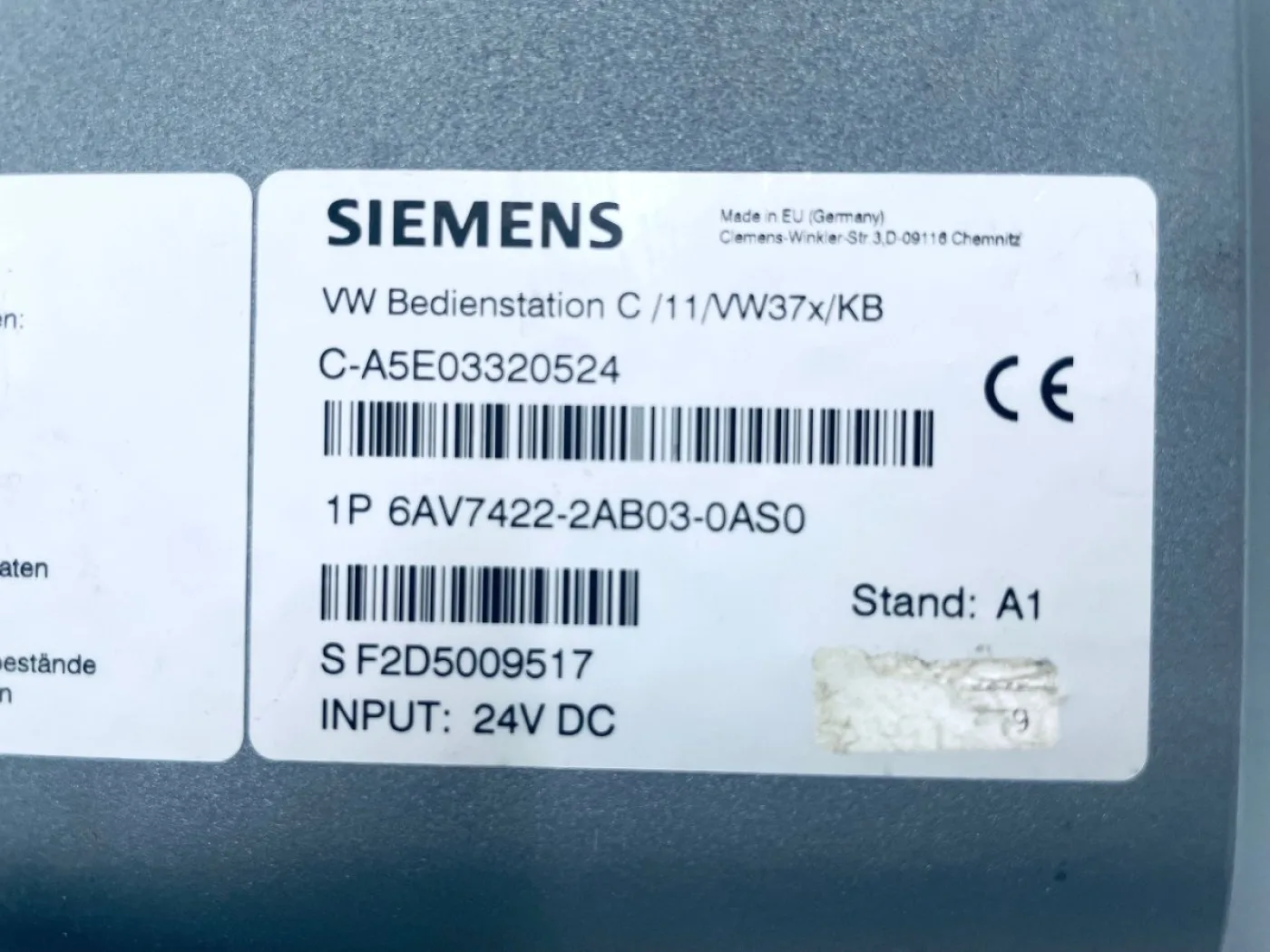 Siemens VW Bedienstation C SIMATIC MP 377 6AV7422-2BA03-0AS0 - 2