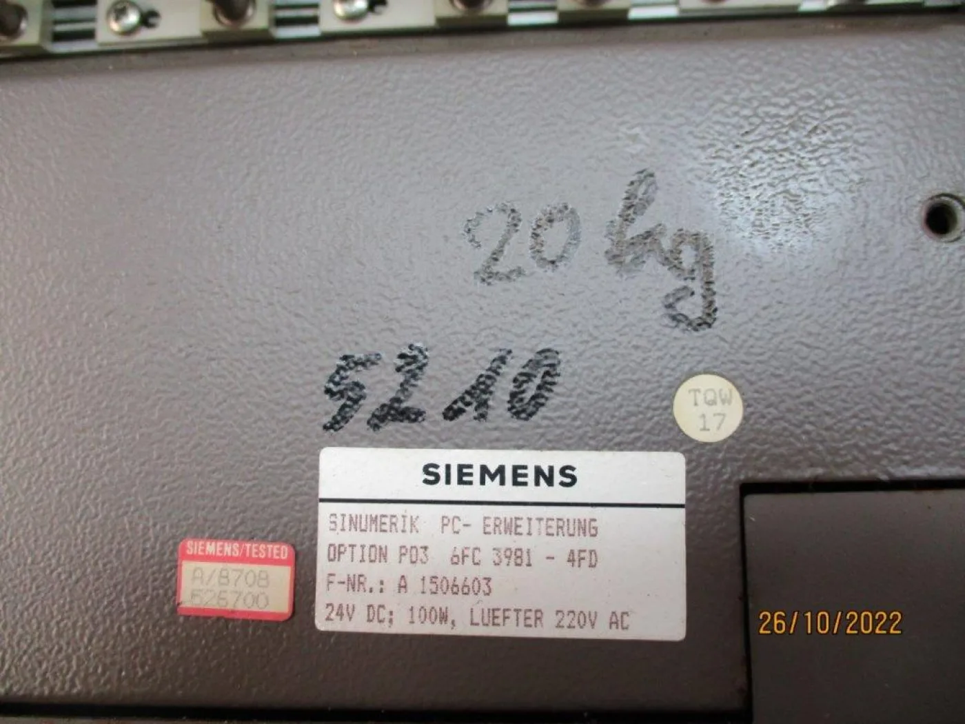 PC-Erweiterung P03 6 FC 3981- SIEMENS SINUMERIK 1980 - 1
