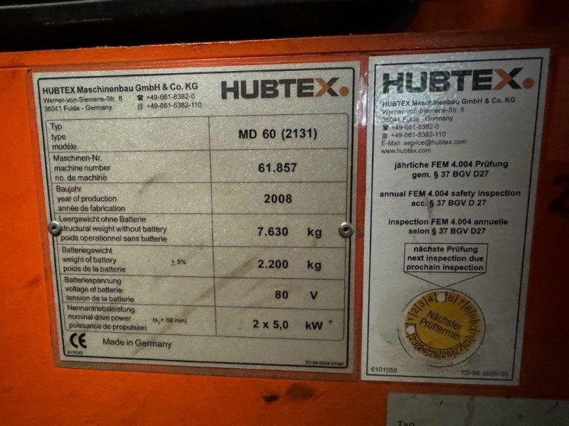 Genkinger Hubtex - MD 60 Serie 2131 warp beam lift truck